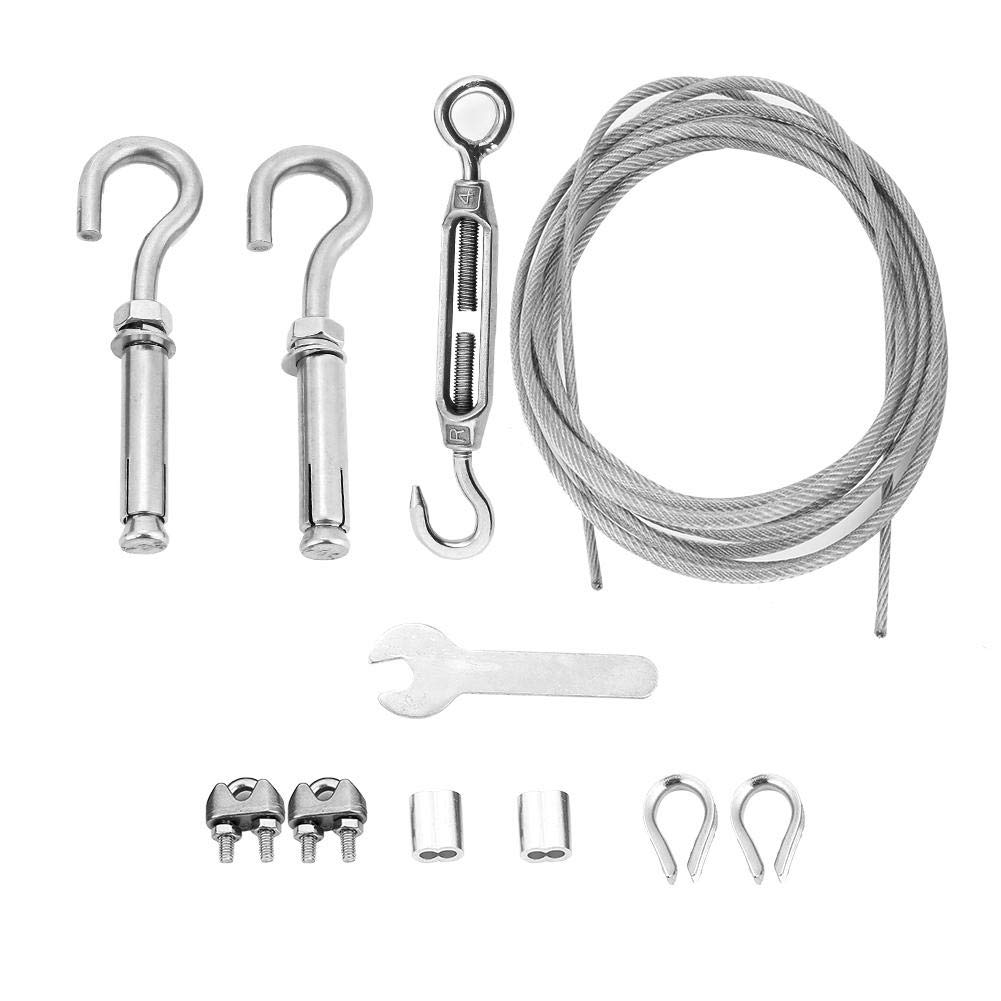 304 Stainless Steel Clothes Rope Balcony Bold Outdoor Clothesline (Package 3: 6m Wire Rope) Heavy Duty with Turnbuckle and Hooks Fastening Parts