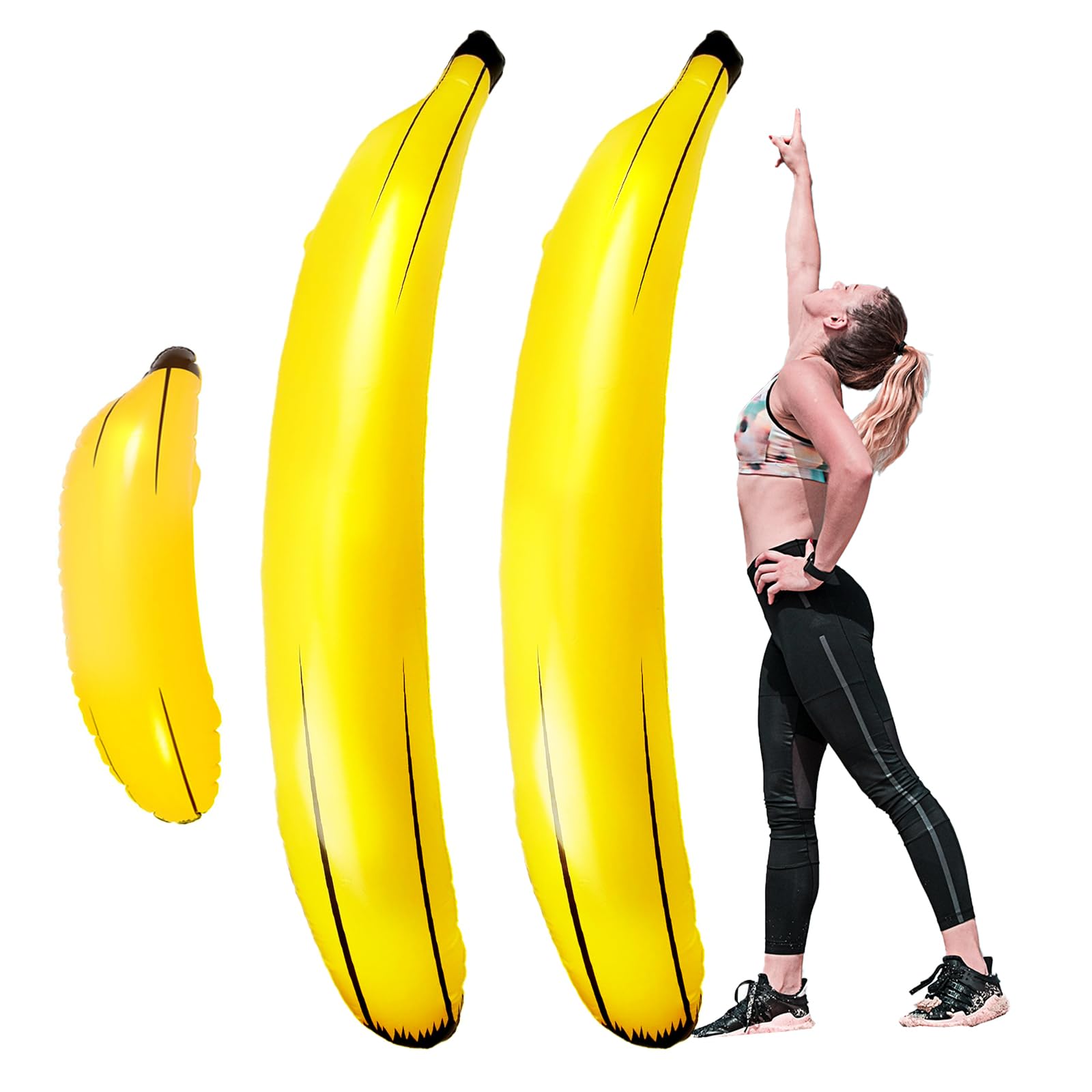 Photo 1 of 3Pcs Inflatable Banana Kit, Include 70 Inch Banana x 2, 26 Inch Banana x 1, Banana Balloons,Banana float,Inflatable Pool Banana,Banana Party Decorations
