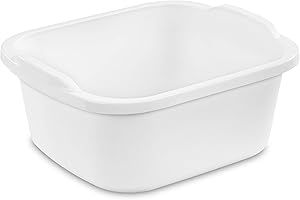 Tribello Plastic Wash Tub Dishpan Basin and Foot Bath for Soaking Feet, Laundry Hand Wash Bucket, Dish Pans for Washing and Storage Cleaning Supplies - 12 Quarts - Heavy Duty - Made in USA (White)