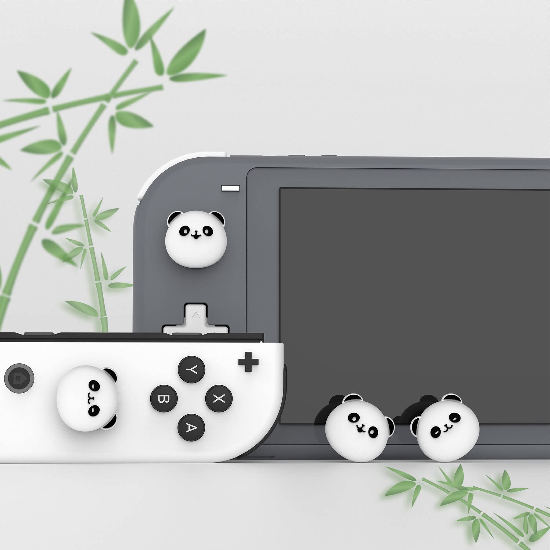 PlayVital Joystick Caps for Nintendo Switch, Thumbstick Grips for Switch Lite, Analog Cover for OLED Joycon Thumb Grip Caps - Chubby Panda