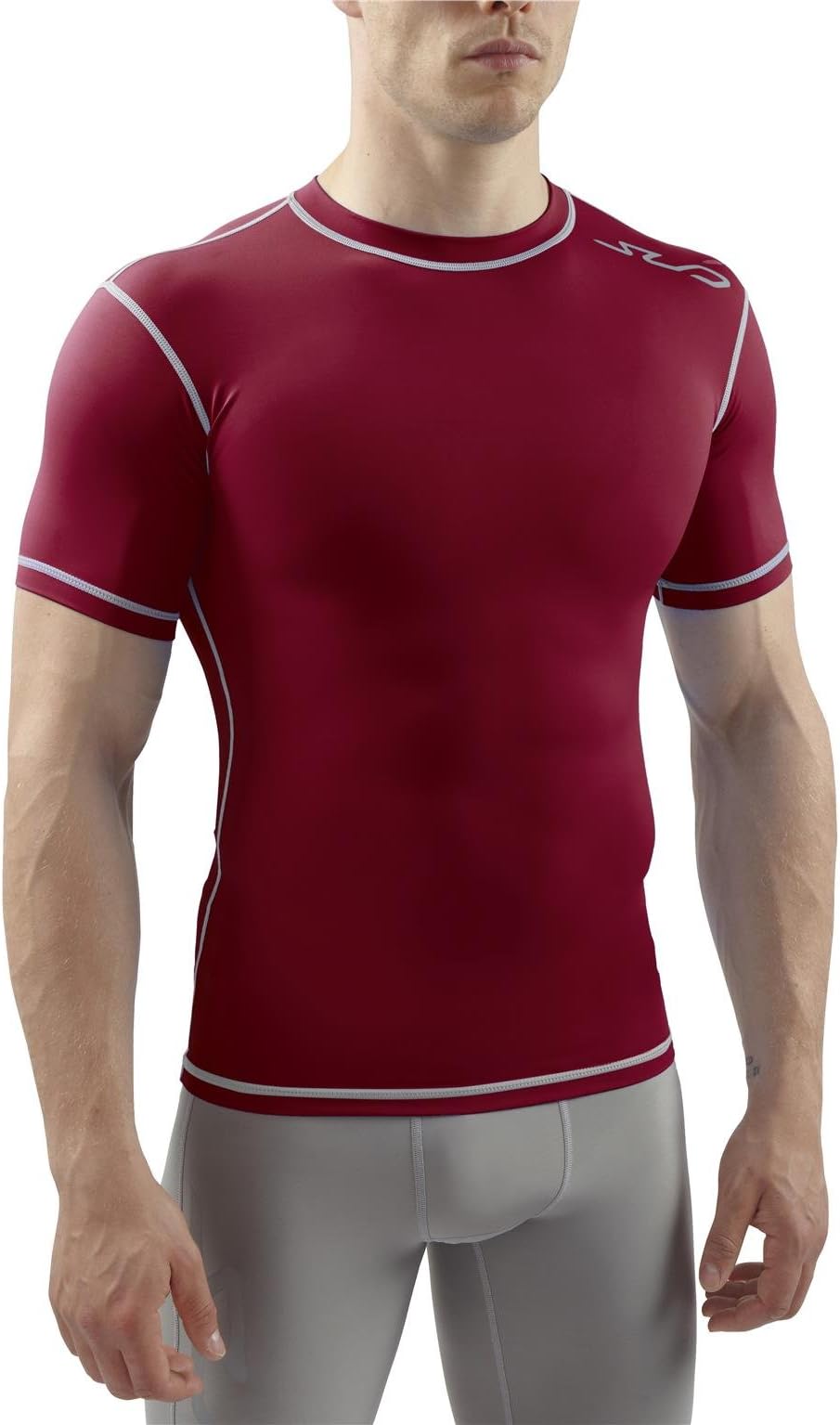 Mens Short Sleeve Compression Top T-Shirt Base Layer Crew Neck Vest