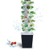 JPWDDWYT Hydroponics Tower Indoor Growing System Vertical Garden Planter Indoor Smart Garden Kit with Pump and Movable Water Tank Vegetable Plant Gift for Gardening Lover (35-Plants)