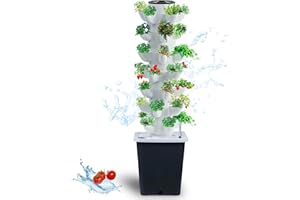 JPWDDWYT Hydroponics Tower Indoor Growing System Vertical Garden Planter Indoor Smart Garden Kit with Pump and Movable Water Tank Vegetable Plant Gift for Gardening Lover (35-Plants)