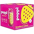 KD Chocolates Poppii Strawberry Lemon Prebiotic Soda, 12 oz, Pack of 4 Cans
