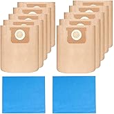 Pack 12(10+2) 19-3100 Vacuum Bags for Stanley Shop Vac 5-6 Gallon Wet/Dry Vacuums Disposable Dust Bags Reusable Filter 19-150