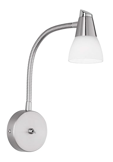 Reality Leuchten R8819-07 Halogen-Wandspot, exkl. 1x G9, mit Flexarm, in nickel matt, Glas in weiß