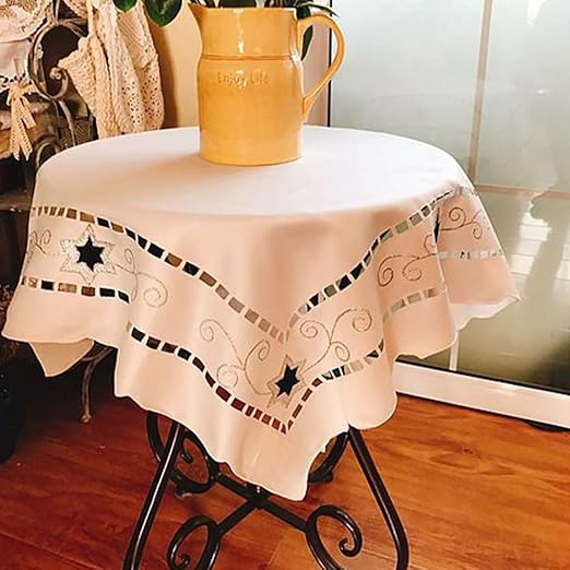 HXTABLECLOTH Bordado Hueco Manteles Cuadrado, Frontera De ...
