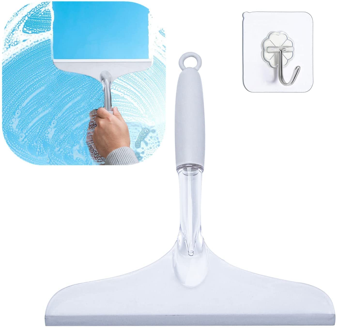 Shower Door Squeegee for Bathroom Shower Glass Doors, Silicone/Rubber Window Cleaner Squeegee, Plastic Car Windshield Cleaning Squeegee