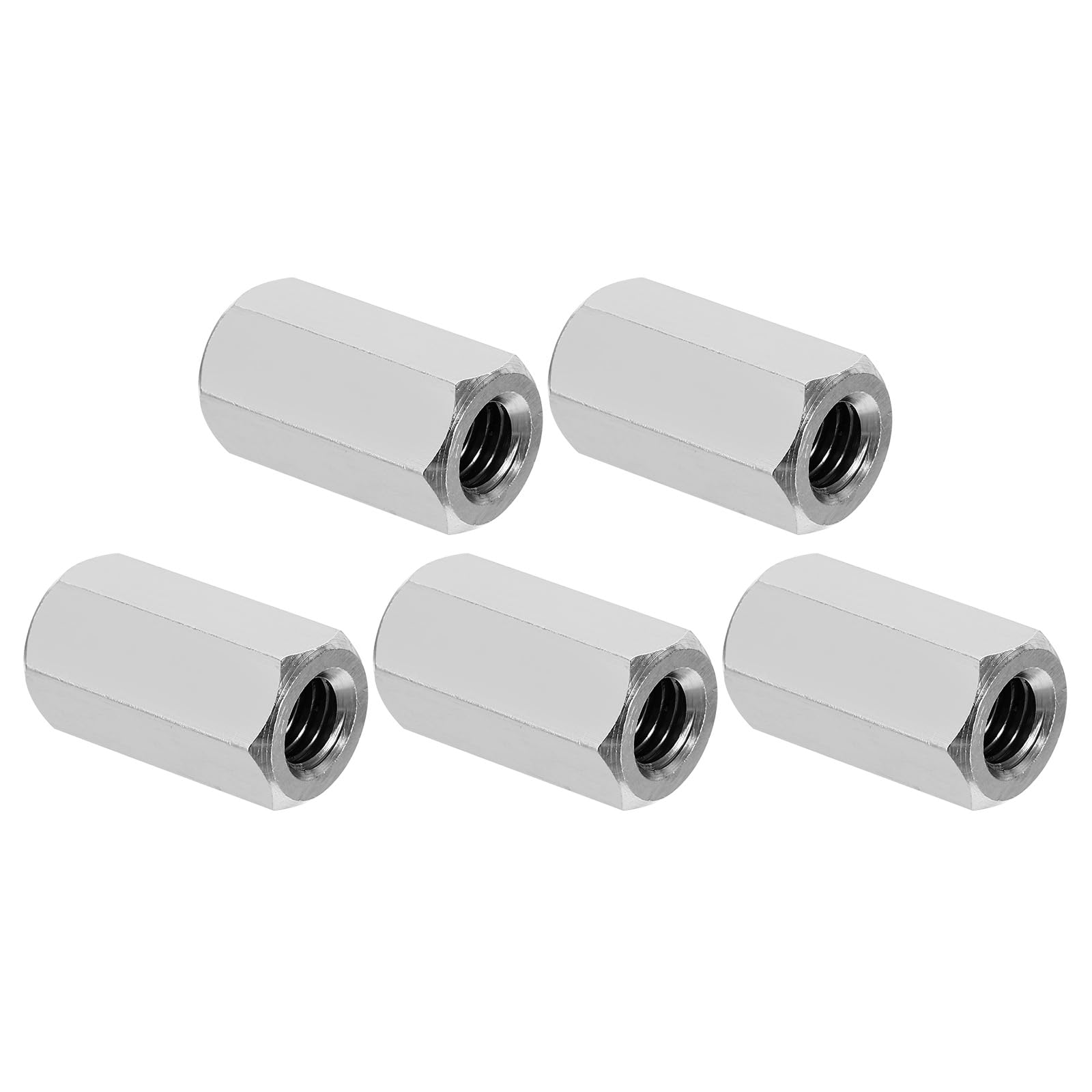 PATIKIL 3/8"-16 UNC 304 Stainless Steel Hex Coupling Nuts, 5Pcs 1.38" Length Fully Threaded Rod Coarse Coupling Nut Studding Connector Fasteners, Silver Tone