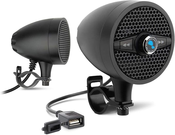 black motorcycle speakers