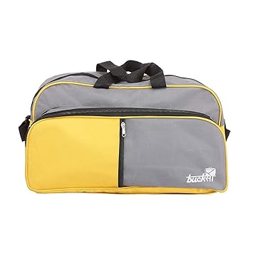 Bucksa Orange Fabric Yellow and Grey Travel Bag