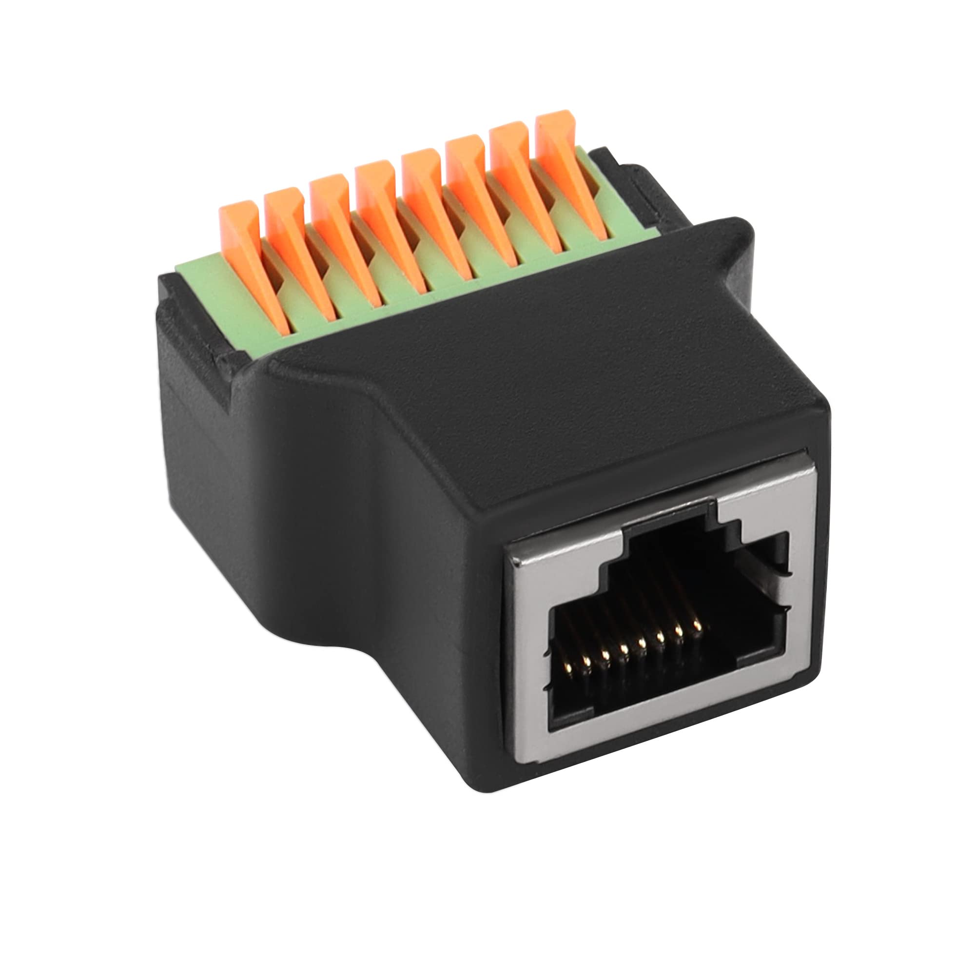 QIANRENON RJ45 to 8Pin Quick Connect Solderless Adapter - Female to 8Pin Terminal Network Connector, for CAT5/6/7 Audio Analog GPIO