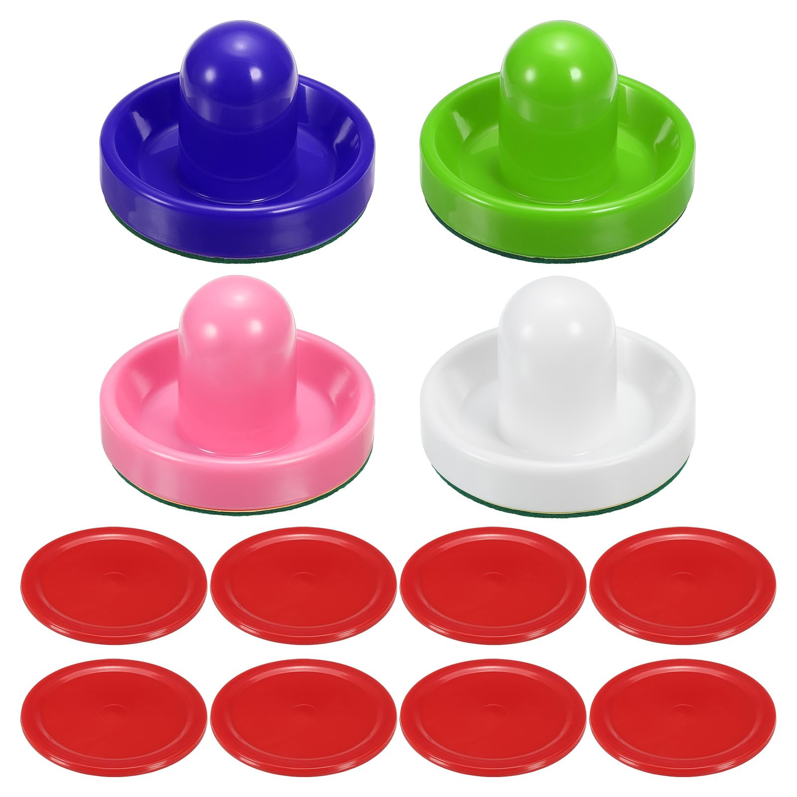 PATIKIL 96mm Air Hockey Pushers and Air Hockey Pucks, Handles Paddles Replacement Accessories for Table Game(4 Pushers with Pads, 8 Pucks)