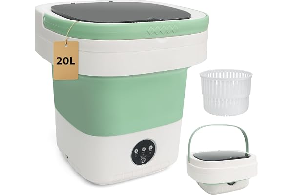 20L Portable Mini Washing Machine, Foldable Compact Washer with Spin Dryer, 3 Wash Modes for Baby Clothes, Underwear & Socks, Perfect for Apartments, Travel, Dorm & RV Living