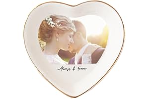 YXJOYLE Personalized Photo Heart Shape Wedding Ring Dish,Custom Valentines Jewelry Dish,Picture Trinket Tray,Gifts for Her,Co