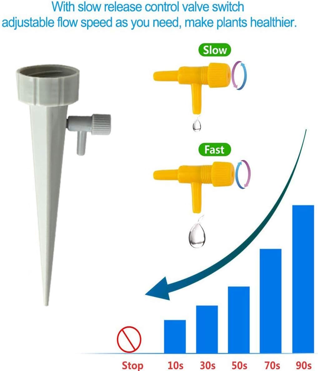 Plant Watering, Self Watering Spikes Devices，Self Drip Irrigation Spikes System with Slow Release Control Valve, Automatic Irrigation Equipment for Outdoor Indoor 12 Pack/Set : Garden & Outdoor