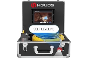 HBUDS Self Leveling Sewer Inspection Camera with Locator 100ft, 9" Color Monitor Drain Pipe Cameras with 512Hz Sonde and Receiver, 12V 4500mAh Rechargeable Battery Plumbing Camera Snake with DVR 16GB