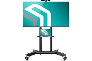 ONKRON Mobile TV Stand on Wheels for 32-75 Inch Screen, max Load 132 lbs, Height Adjustable TV Portable Stand, VESA 200x200-600x400, TV Cart Rolling TV Stand with Wheels and Shelf Black