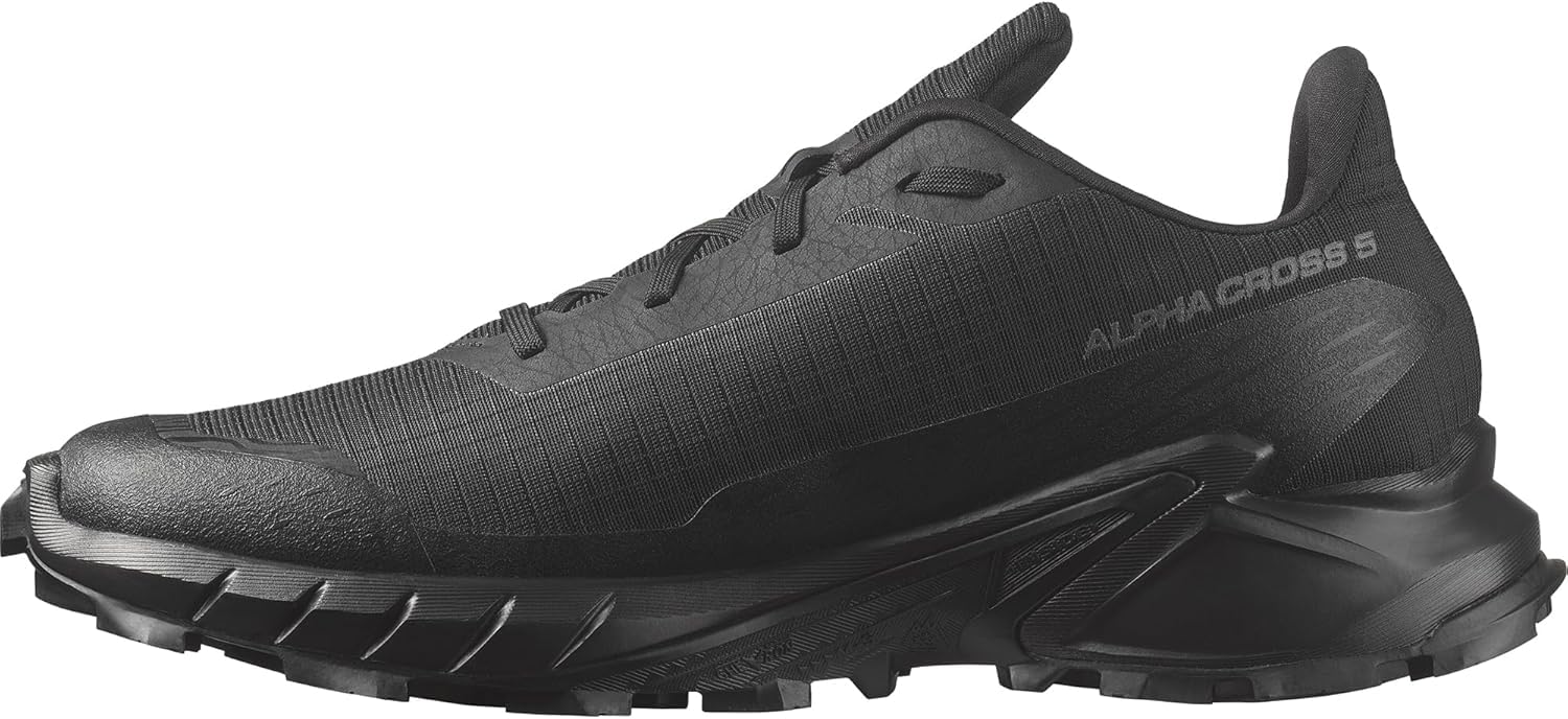 Salomon Alphacross 5 Herren Trail-Laufschuhe, Starker Grip, Anhaltender Komfort, Vielseitige Performance, Black, 44 2/3 4