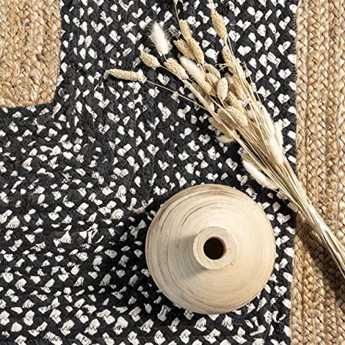 nuLOOM Lesha Natural Fiber Area Rug, 6', Black, Round, 0.35" Thick