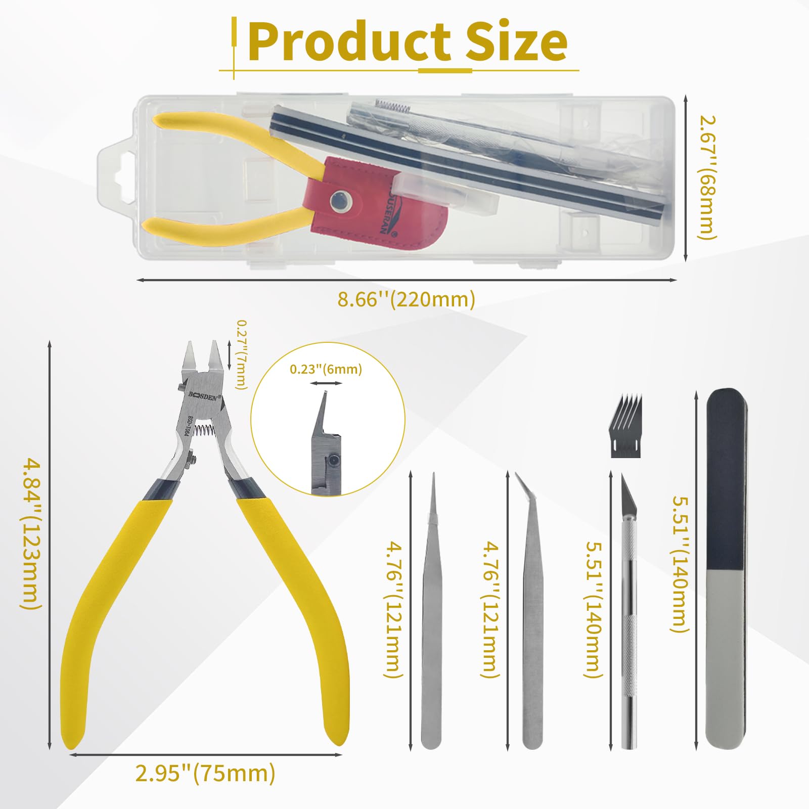 BOOSDEN Gundam Modell Werkzeug Kit, Modellzange 9pcs Set, Hobby Building Tool Set, Modeler Basic Tools Bastelset für Basic Modellbau, Reparatur und Fixierung 2