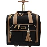 steve madden Designer 15 Inch Carry on Suitcase- Small Weekender Overnight Business Travel Luggage- Lightweight 2- Rolling Spinner Wheels Under Seat Bag for Women (Harlo Black)