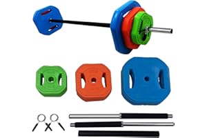 Cardio Pump Body Bar Set, Multi-Color Free Weights, 40LB Adjustable Barbell Weight Plates for Home Gym, Strength Training