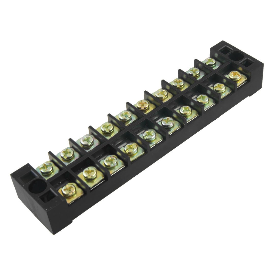 sourcing map Dual Row 10 Position Screw Terminal Strip Block 600V 25A