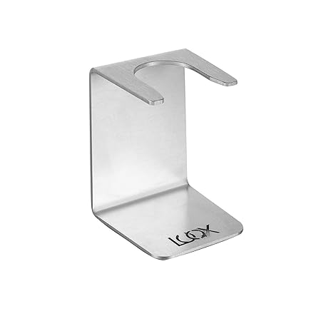 LUQX Rasierpinselhalter - edler Rasierständer (Rasierpinselständer) aus gebürstetem Edelstahl USED LOOK