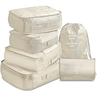 Travel Packing Cubes, VAGREEZ Lightweight Luggage Organizers Bags Set for Carry on Suitcase(Beige)