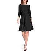 Tommy Hilfiger Womens 3/4 Sleeve Boat Neck Cross Waist Jersey A-line Mini Dress