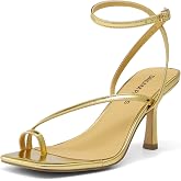 DREAM PAIRS Women's Kitten Low Heel Sandals | Square Open Toe Adjustable Ankle Strappy Summer Sandals, Flip Flop Fashion and Comfortable Dressy Shoes 2026 for Daily Party
