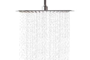 Lordear Rainfall Shower Head 10 Inch Solid Square Ultra Thin 304 Stainless Steel Polish Chrome Rain Setting Shower Heads,Waterfall Full Body Coverage with Silicone Nozzles