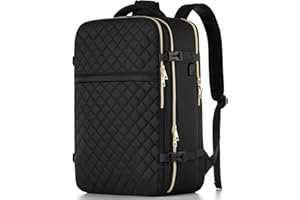 MOMUVO Large Travel Backpack Women, Flight Approved Carry On Backpack, Water Resistant Anti-Theft Casual Daypack School Bag Fit 17 Inch Laptop with USB Charging Port, Black