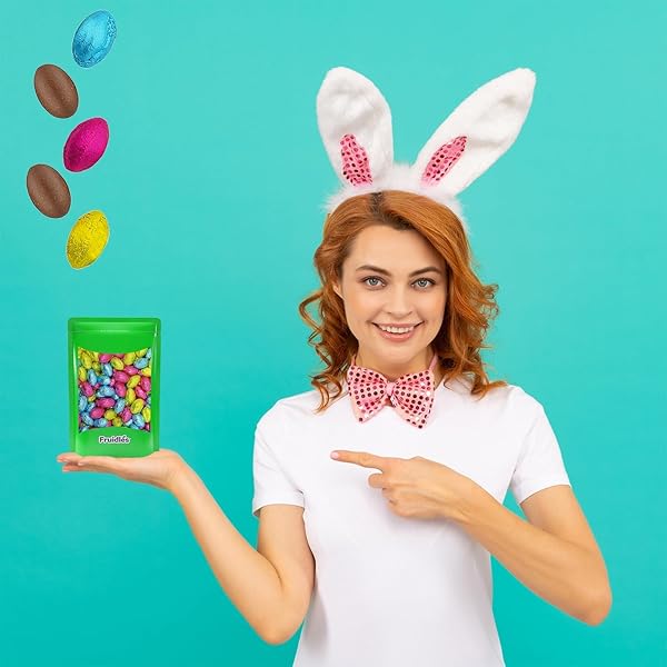 THE DREIDEL COMPANY EASTER CHOCOLATE EGGS, MULTICOLORED FOIL WRAPPED MILK CHOCOLATE IN EASTER EGG BOX, 1LB APPROXIMATELY – 90 EGGS