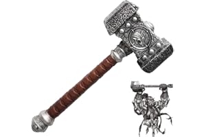 damdos Halloween Prop Costume Accessories Cosplay Weapons, 54cm PU Foam Battle Hammer, Wow War Ccrafte Ogrim Doom Destroy Hammer Birthdays Gifts