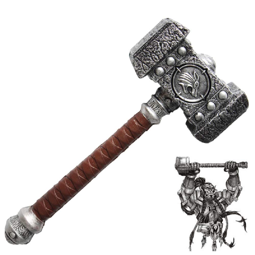 damdos Cosplay Prop Medieval Foam Block Battle Hammer Wow Warcraft Ogrim Doomhammer 54cm Destroy Thor Hammer Birthdays Gifts