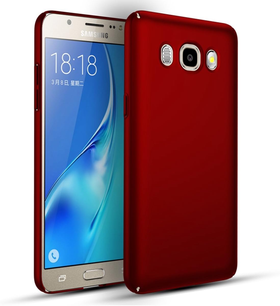 Samsung Galaxy J5 2016 Case, Moonmini [Ultra Slim][Smooth Grip][Full Protection] Premium PC Protective Bumper Back Case Shockproof Hard Shell Holster Cover for Samsung Galaxy J5 (2016) 5.2" (Red)