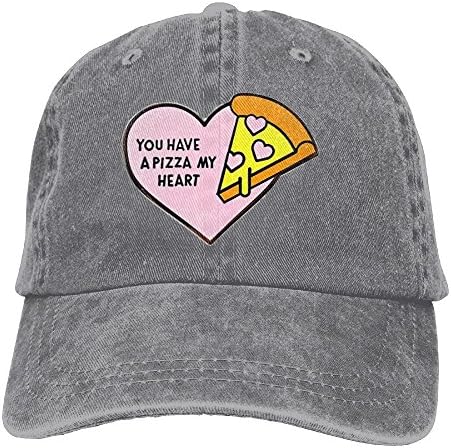 AOSHICO You've Got A Pizza My Heart Plain Washed Dad Solid Cotton Polo Style Baseball Cap Hat Ash