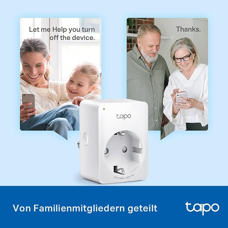 TP-Link Tapo P100 WLAN Smart Steckdose, Smart Home WiFi Steckdose, Alexa Zubehör, funktioniert mit Alexa, Google Home, App gesteuert, Sprachsteuerung, Fernzugriff, Kein Hub notwendig, Mini, Weiß