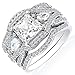 ZHENYUL Women's Gorgeous Wedding Ring 3 Piece Sets Engagement Bridal Band 18K White Gold Plated Cubic Zirconia