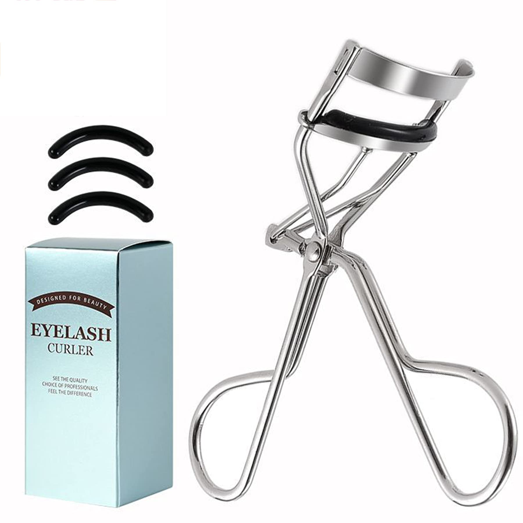 LYYDAN Eyelash Curler - Handle Curled Eyelashes with 3 Replacement Pads for No Pinching or Pulling Curled Eyelashes & Lash Line for Ladies Girls