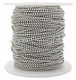 CleverDelights Ball Chain Spool - 100 Feet - 1.5mm Ball (Small) - Antique Silver (Platinum) Color