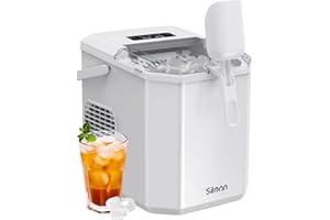 Silonn Ice Maker Countertop, Portable Ice Machine with Carry Handle, Self-Cleaning Ice Makers with Basket and Scoop, 9 Cubes in 6 Mins, 26 lbs per Day, Ideal for Home, Kitchen, Camping, RV