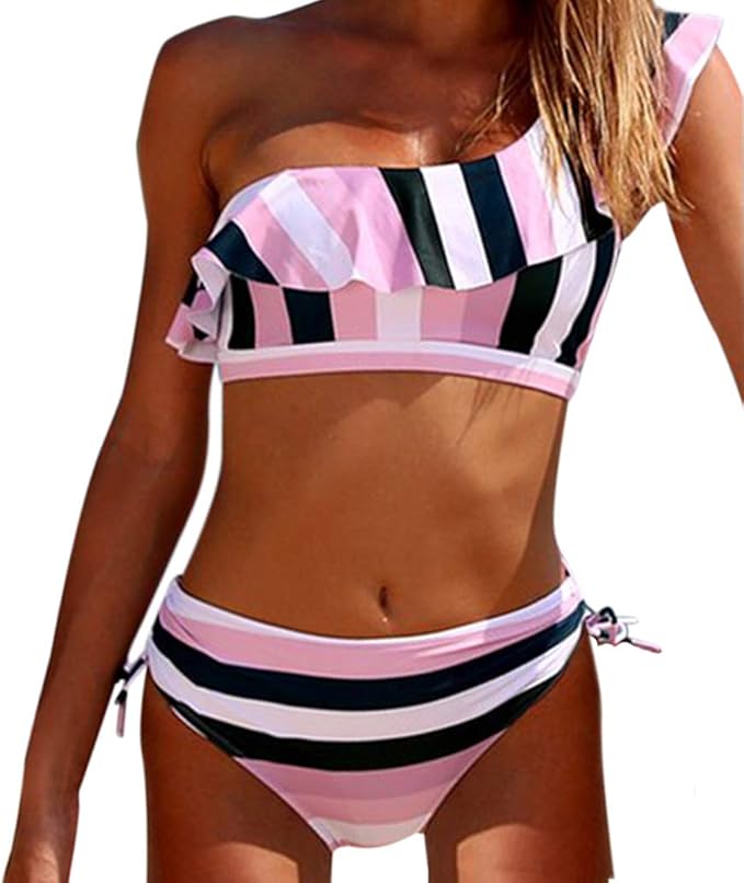 Promaska Women s One Shoulder Two Piece Bikini Sets Swimsuits With 
