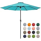 Tempera Patio Market Outdoor Table Umbrella with Push Button Tilt and Crank, Large Sun Umbrella with Sturdy Pole & Fade Resistant Canopy, Easy to Set