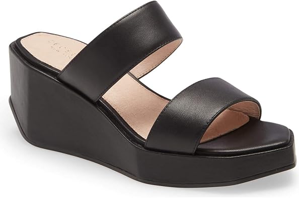 black wedge mule sandals