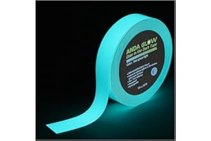 ANDA GLOW High Brightness Glow in the Dark Tape for Safety Marking, Art Craft DIY, Christmas Deco and Party Accessories. Non-Toxic Adhesive, Waterproof Rechargeable Luminous Tape Blue-Green Light (1 in X 30 ft)
