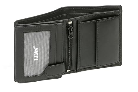 LEAS Mini-Kombibörse mit Riegel extra dünn im Hochformat Echt-Leder, schwarz Mini-Edition