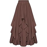 SCARLET DARKNESS Long Skirts for Women 2026 Ruffled Chiffon Flowy Renaissance Maxi Skirt